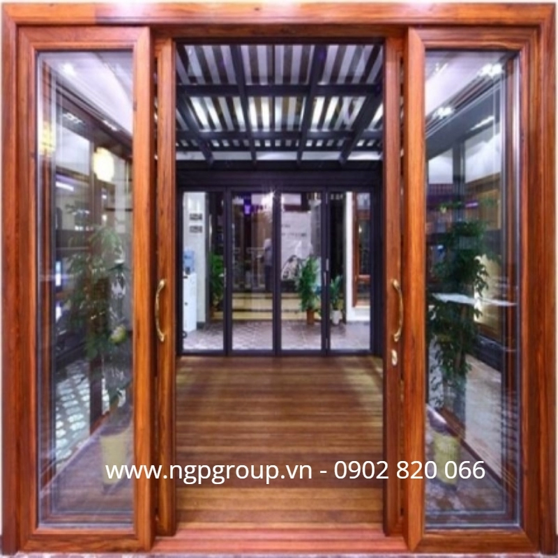 bao gia cua nhua loi thep upvc 1571 - cửa đi mở trượt bằng nhựa uPVC màu vân gỗ giá tốt số #1